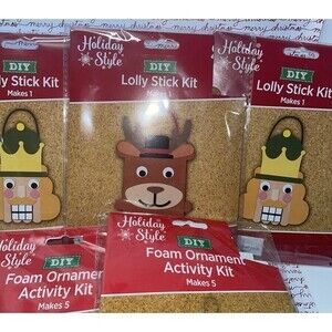 Christmas‎ Ornament & Decor Activity Kits Foam & Wood Lot-5 DIY Makes 13 Age 3+
